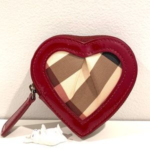 Burberry Red Heart Zip Around Coin Purse Wallet